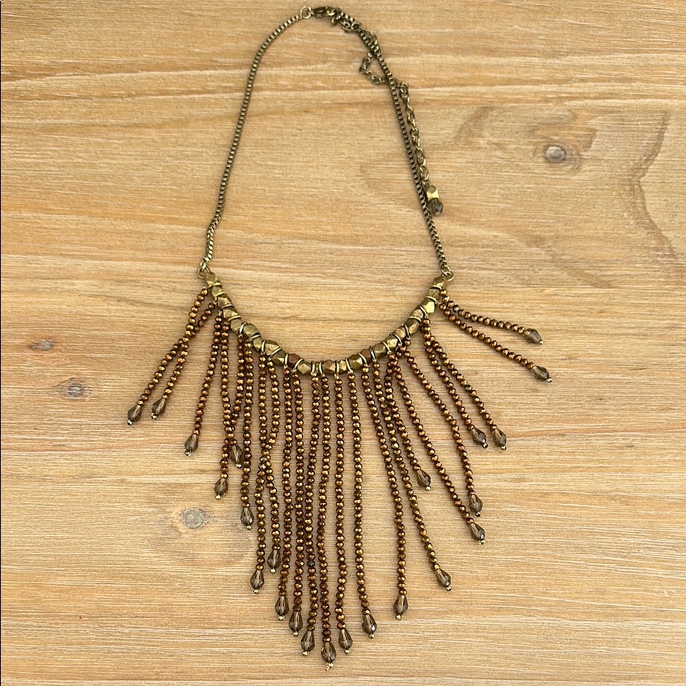 Noonday Collection Bohemian Copper Beaded Fringe Necklace
